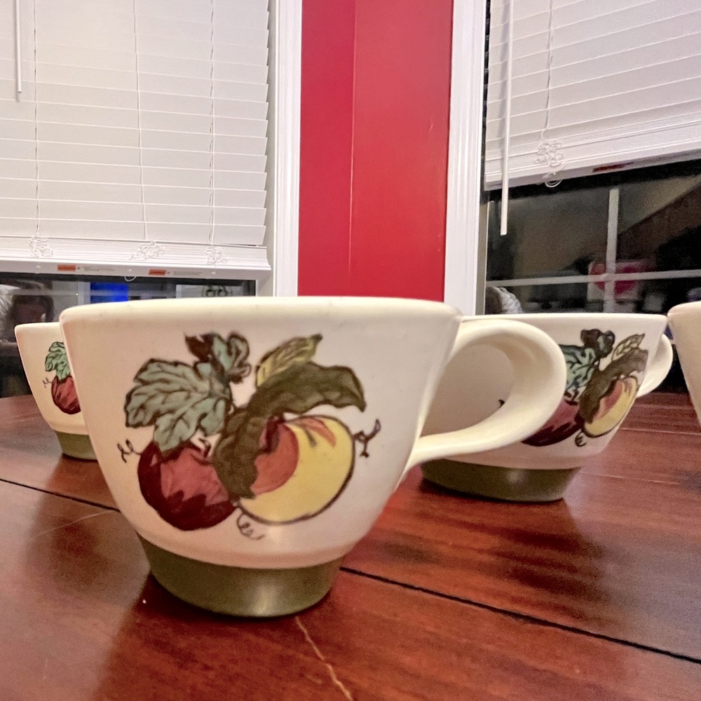Vintage Metlox Poppy Trail Provencial Fruit Tea Cups - Set of Six